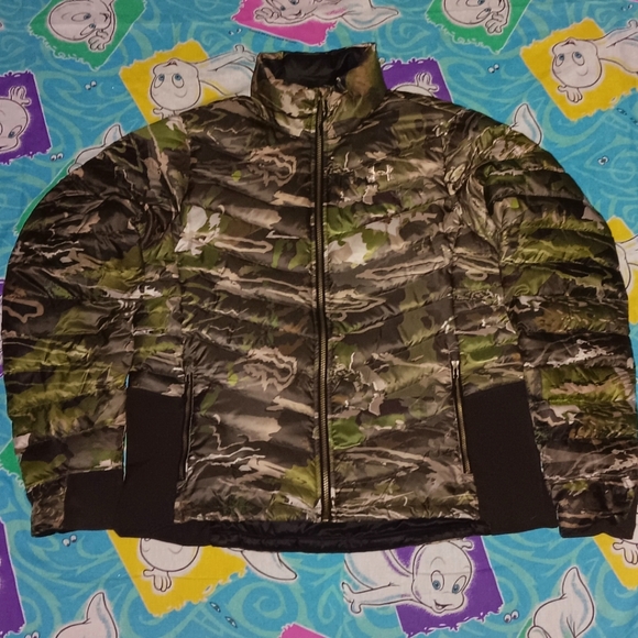 Reversible Under Armour Storm Extreme Weather Puffer Jacket Coat Camo & Black - Picture 1 of 8